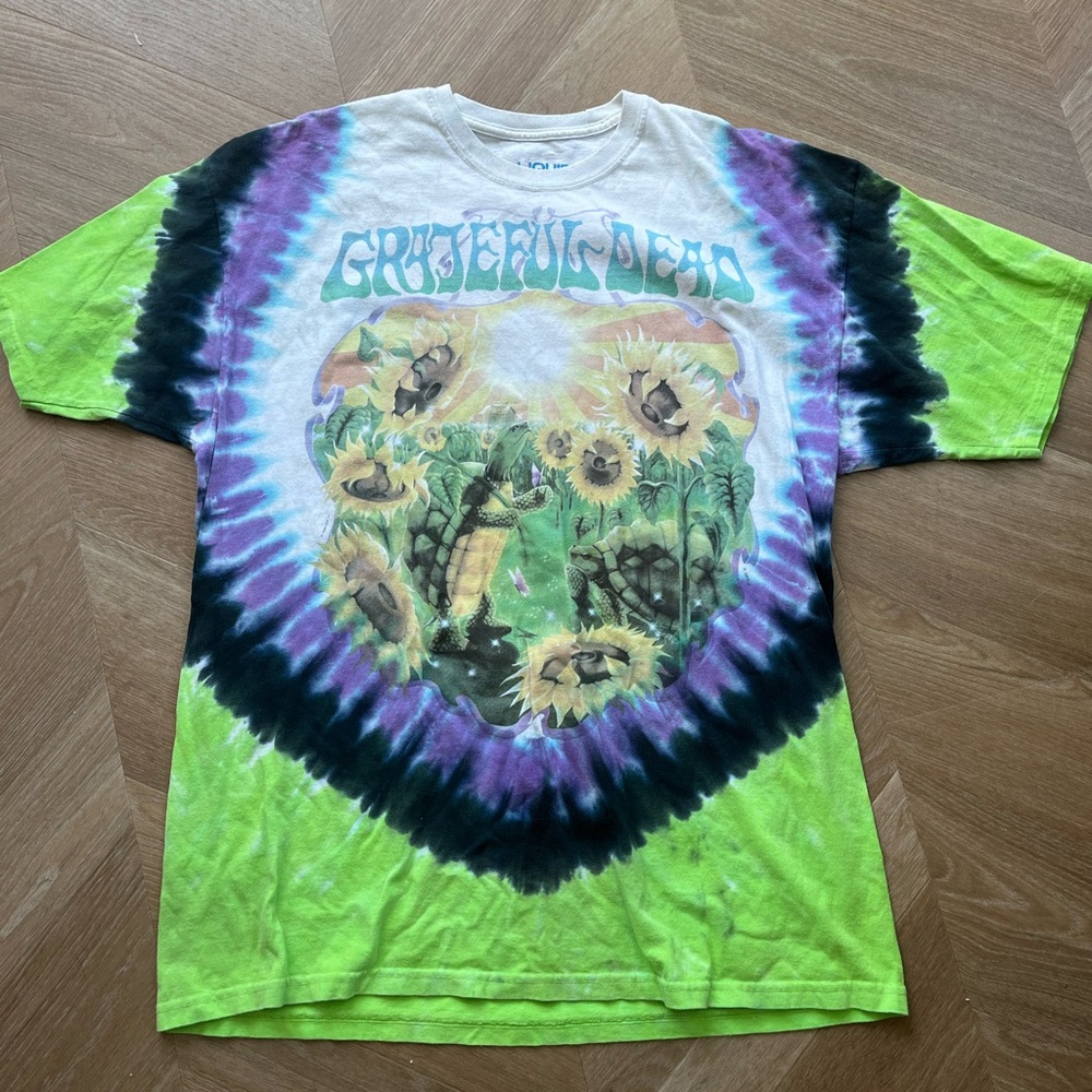 Grateful Dead Tie Dye Sunflower Turtle Liquid Blue Tee XXL